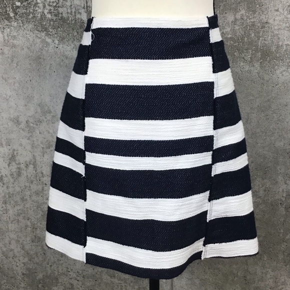 Loft Womens Tweed Skirt Size 6 Woven Knit Knee Length Midi Straight Stripes Twee - Picture 4 of 13